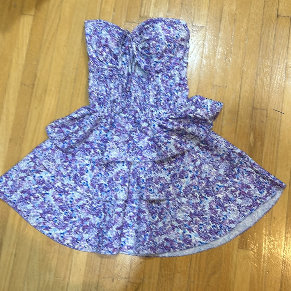 Sara Moda purple floral sleeveless tiered dress made in Italy